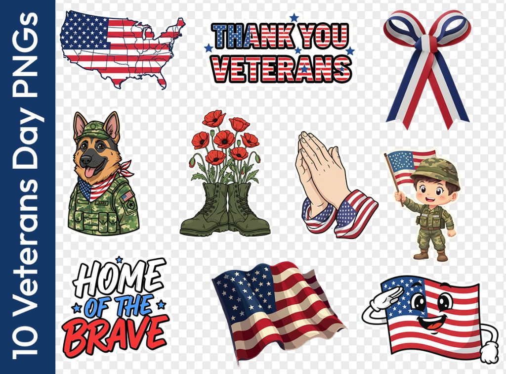 veterans day stickers pack
